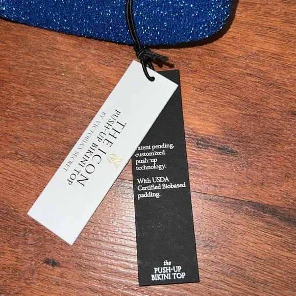 VS Swim Shimmer Icon Push-Up Bikini Top size 36DDD blue sparkle underwire - Picture 9 of 13